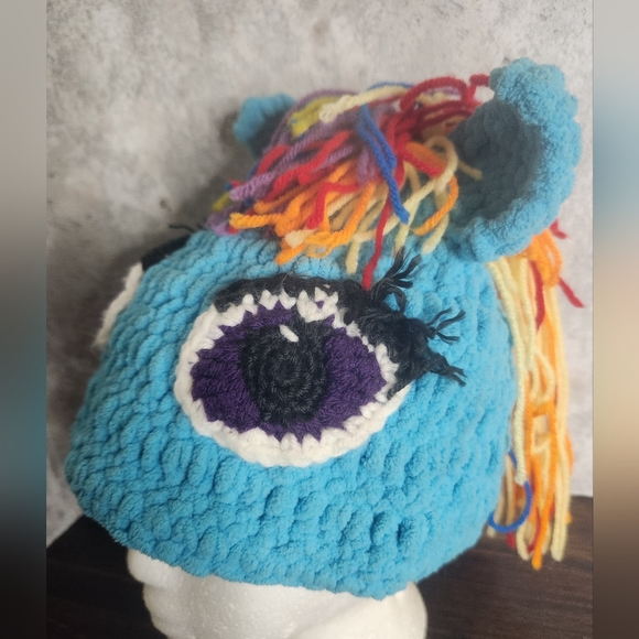 Hand made Crochet Pony My Little Pony Rainbow hat. Adult size - Picture 6 of 9